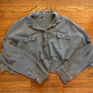 Free People Cropped Scout Jacket — Sage Green